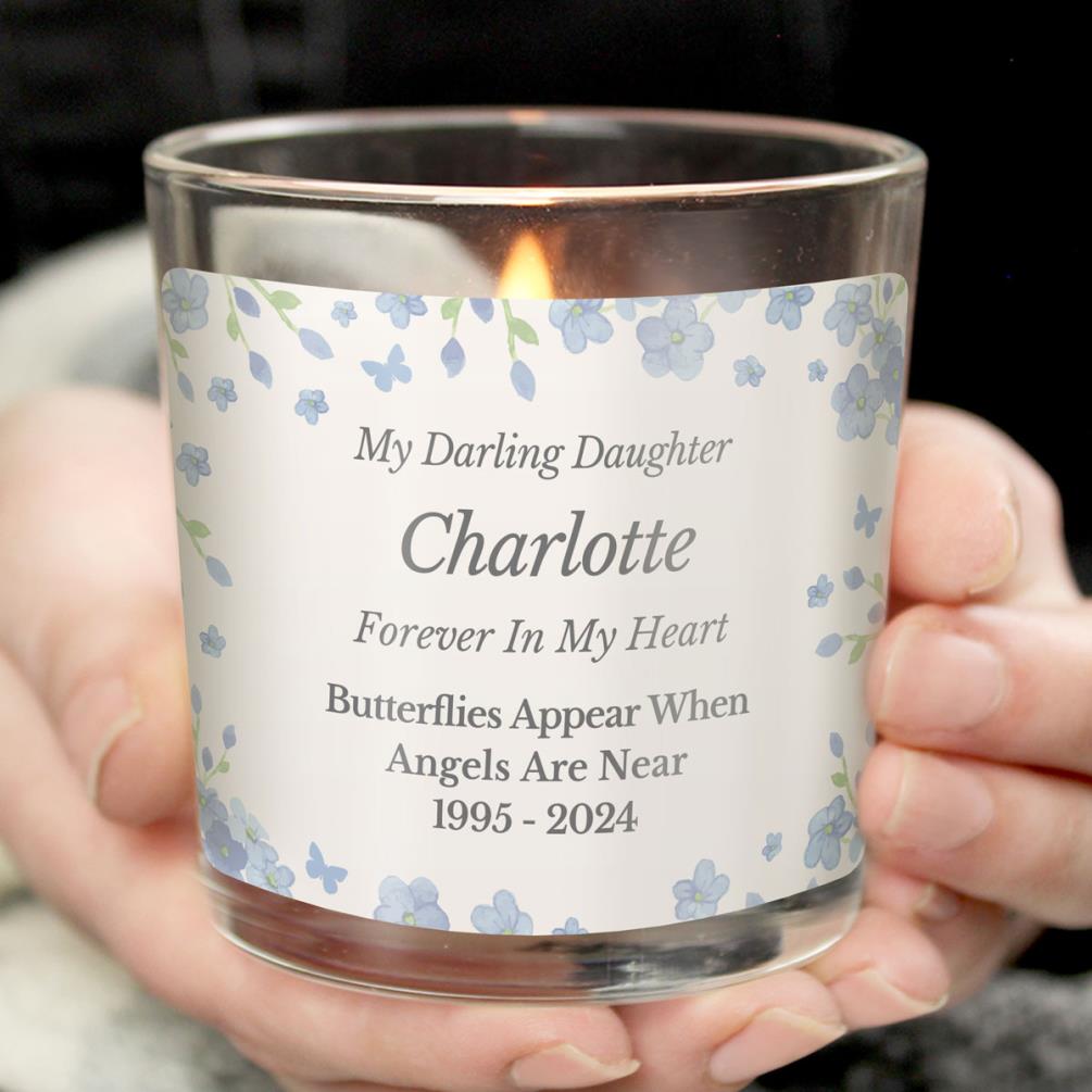 Personalised Memorial Forget Me Not Jar Candle Extra Image 1